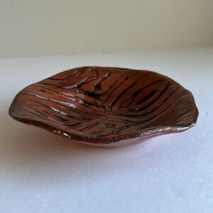 NEW Handmade Pottery Little Dish with Black Inlaid Design on Terra Cotta